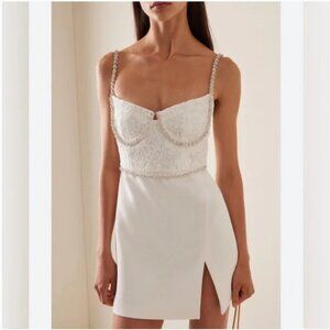 Self Portrait - White Lace Bodice Mini Dress | White | NWT | US 4  | UK 8